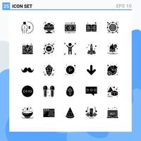 25 iconos creativos, signos y símbolos modernos de caja, globo, negocio, libro de lectura, elementos de diseño vectorial editables vector