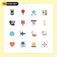 16 User Interface Flat Color Pack of modern Signs and Symbols of contact plant gdpr living online Editable Pack of Creative Vector Design Elements