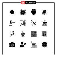 16 Universal Solid Glyphs Set for Web and Mobile Applications court pollution hipster garbage barrels Editable Vector Design Elements