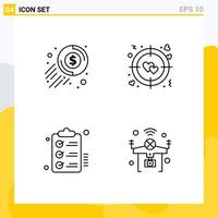 4 Creative Icons Modern Signs and Symbols of cash tasks coin target todo Editable Vector Design Elements