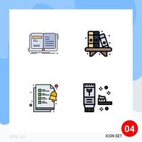 Mobile Interface Filledline Flat Color Set of 4 Pictograms of author checklist story living tasks Editable Vector Design Elements