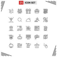 25 Thematic Vector Lines and Editable Symbols of tools nature clothes egg basket Editable Vector Design Elements