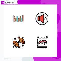 Modern Set of 4 Filledline Flat Colors Pictograph of graph healthy down volume diagram Editable Vector Design Elements