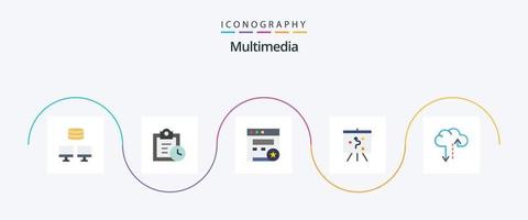 Multimedia Flat 5 Icon Pack Including . website. traffic. cloud vector