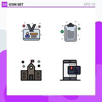 Stock Vector Icon Pack of 4 Line Signs and Symbols for employee preparatory checklist building ecommerce Editable Vector Design Elements