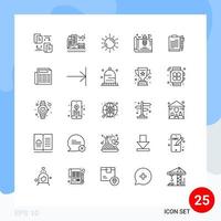 Universal Icon Symbols Group of 25 Modern Lines of document home space estate tools Editable Vector Design Elements