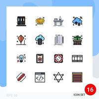 Flat Color Filled Line Pack of 16 Universal Symbols of fun wifi lab iot internet Editable Creative Vector Design Elements