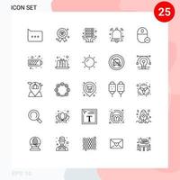 paquete de 25 signos y símbolos de líneas modernas para medios de impresión web, como eliminar elementos de diseño de vectores editables de señales de dispositivos compartidos de hardware