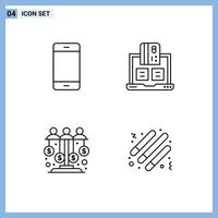 Pictogram Set of 4 Simple Filledline Flat Colors of computers payment hardware cash equity Editable Vector Design Elements