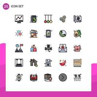 Modern Set of 25 Filled line Flat Colors Pictograph of architect modern gymnastics group business Editable Vector Design Elements