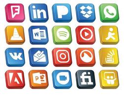 20 Social Media Icon Pack Including stockoverflow instagram word inbox aim vector