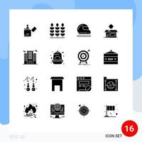 Editable Vector Line Pack of 16 Simple Solid Glyphs of office product motorcycle open box open product Editable Vector Design Elements