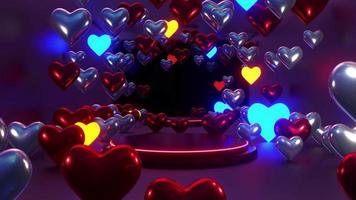 Hearts Neon Tunnel Background video