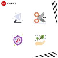 Set of 4 Commercial Flat Icons pack for construction justice cut scissor protection Editable Vector Design Elements