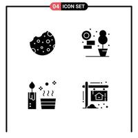 Modern Set of 4 Solid Glyphs and symbols such as bake spa food plant advertisement Editable Vector Design Elements