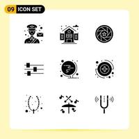 Stock Vector Icon Pack of 9 Line Signs and Symbols for world tool aperture edit photo Editable Vector Design Elements