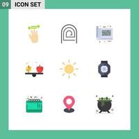 9 Thematic Vector Flat Colors and Editable Symbols of health apple pattern print floor Editable Vector Design Elements