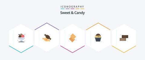 Sweet And Candy 25 Flat icon pack including muffin. dessert. sweets. cupcake. food vector