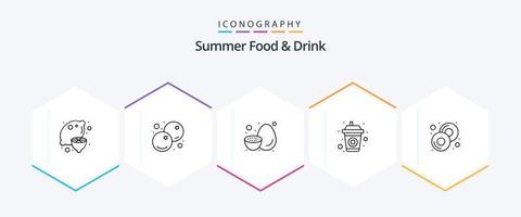 Summer Food and Drink 25 Line icon pack including summer. drink. healthy. beverage. kiwi vector