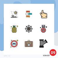 Set of 9 Modern UI Icons Symbols Signs for pineapple fruits auto fruit hand Editable Vector Design Elements