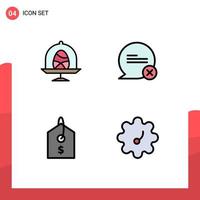 4 User Interface Filledline Flat Color Pack of modern Signs and Symbols of disk product easter cross patterson Editable Vector Design Elements