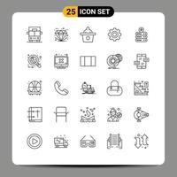 Set of 25 Modern UI Icons Symbols Signs for server data conference wheel general Editable Vector Design Elements