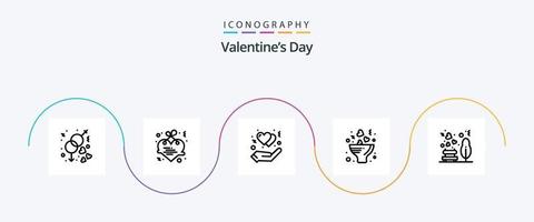 Valentines Day Line 5 Icon Pack Including love. romance. protect. love. bouquet vector