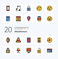 20 Miscellaneous Line Filled Color icon Pack like study lock study play school vector