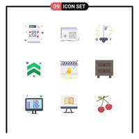 conjunto de 9 iconos de interfaz de usuario modernos signos de símbolos para flechas de software de campana elementos de diseño vectorial editables de éxito vector