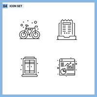 grupo de símbolos de icono universal de 4 colores planos de línea de relleno modernos de bicicleta gimnasio en casa ventana de noticias elementos de diseño vectorial editables vector