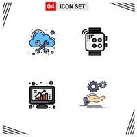 4 Creative Icons Modern Signs and Symbols of database grow cloud touch graph Editable Vector Design Elements