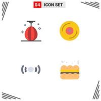 Pack of 4 creative Flat Icons of bag essential speed dvd ui Editable Vector Design Elements