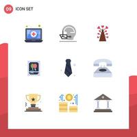 Universal Icon Symbols Group of 9 Modern Flat Colors of tie dress code valentine attire night Editable Vector Design Elements