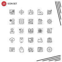 25 iconos creativos signos y símbolos modernos de éxito objetivo experimento flecha ciencia elementos de diseño vectorial editables vector