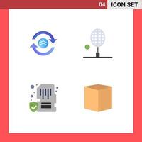 4 User Interface Flat Icon Pack of modern Signs and Symbols of arrow card computing table tennis lock Editable Vector Design Elements