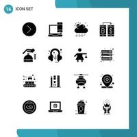 Modern Set of 16 Solid Glyphs and symbols such as gdpr transection phone smartphone cashless Editable Vector Design Elements