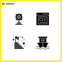 Set of 4 Modern UI Icons Symbols Signs for electric top machine interface steps Editable Vector Design Elements