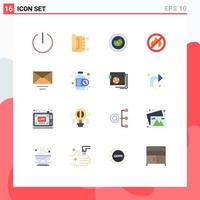 Set of 16 Modern UI Icons Symbols Signs for text mail achievement place fire Editable Pack of Creative Vector Design Elements