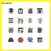 Mobile Interface Flat Color Filled Line Set of 16 Pictograms of electromagnetic charging ecology charge play Editable Creative Vector Design Elements