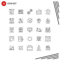 Line Pack of 25 Universal Symbols of building home controls technology gadgets Editable Vector Design Elements