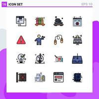 Universal Icon Symbols Group of 16 Modern Flat Color Filled Lines of alert development hot code stone Editable Creative Vector Design Elements