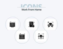 Work From Home Glyph Icon Pack 5 Icon Design. time. file. workstation. check list. online vector