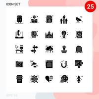 Set of 25 Commercial Solid Glyphs pack for employee business offer aspiration options Editable Vector Design Elements