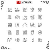 25 iconos creativos signos y símbolos modernos de soporte de planchado de chequeo oferta promocional tabla de planchar elementos de diseño vectorial editables dulces vector