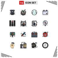 Universal Icon Symbols Group of 16 Modern Flat Color Filled Lines of beauty date ball calender cinema Editable Creative Vector Design Elements