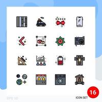 grupo de 16 líneas rellenas de color plano, signos y símbolos para la flecha de navegación, elementos de diseño de vectores creativos editables móviles para iphone
