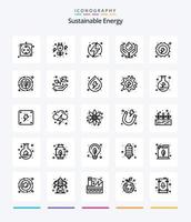 paquete de iconos de esquema de energía sostenible creativa 25, como renovables. medicamento. cargar. Tecnología verde. renovable vector