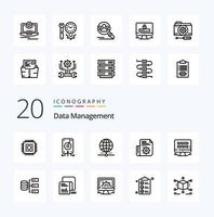 20 Data Management Line icon Pack like  data  file  worldwide  earth vector