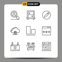 Stock Vector Icon Pack of 9 Line Signs and Symbols for engine bottom text align file Editable Vector Design Elements