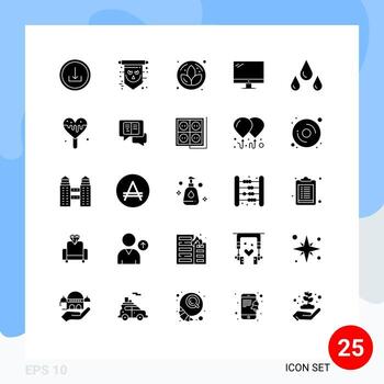 25 Universal Solid Glyphs Set for Web and Mobile Applications drops imac spooky device computer Editable Vector Design Elements